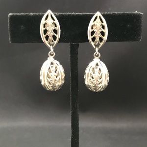 Vintage silver tone metal cutout drop screw backs